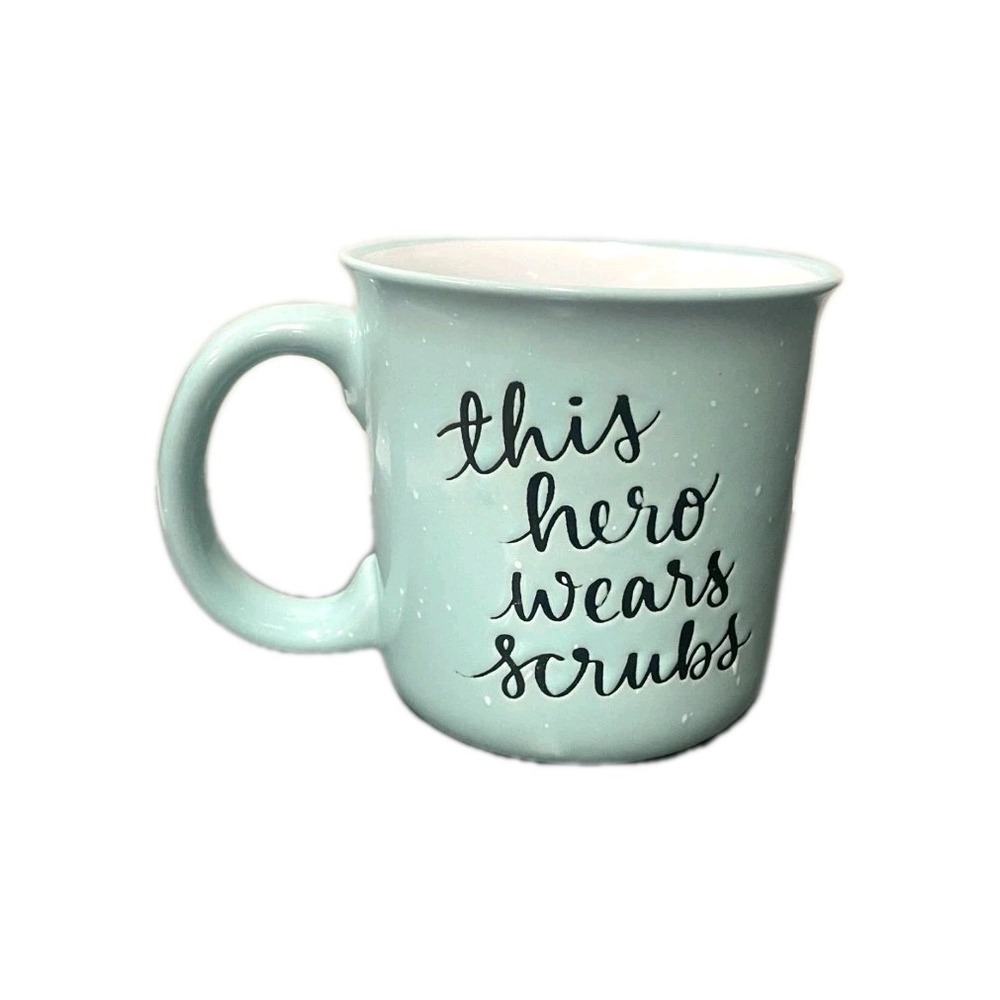 Heavy Duty Large Dayna Lee Engraved" This Hero Wears Scrubs" Teal Mug #99B5